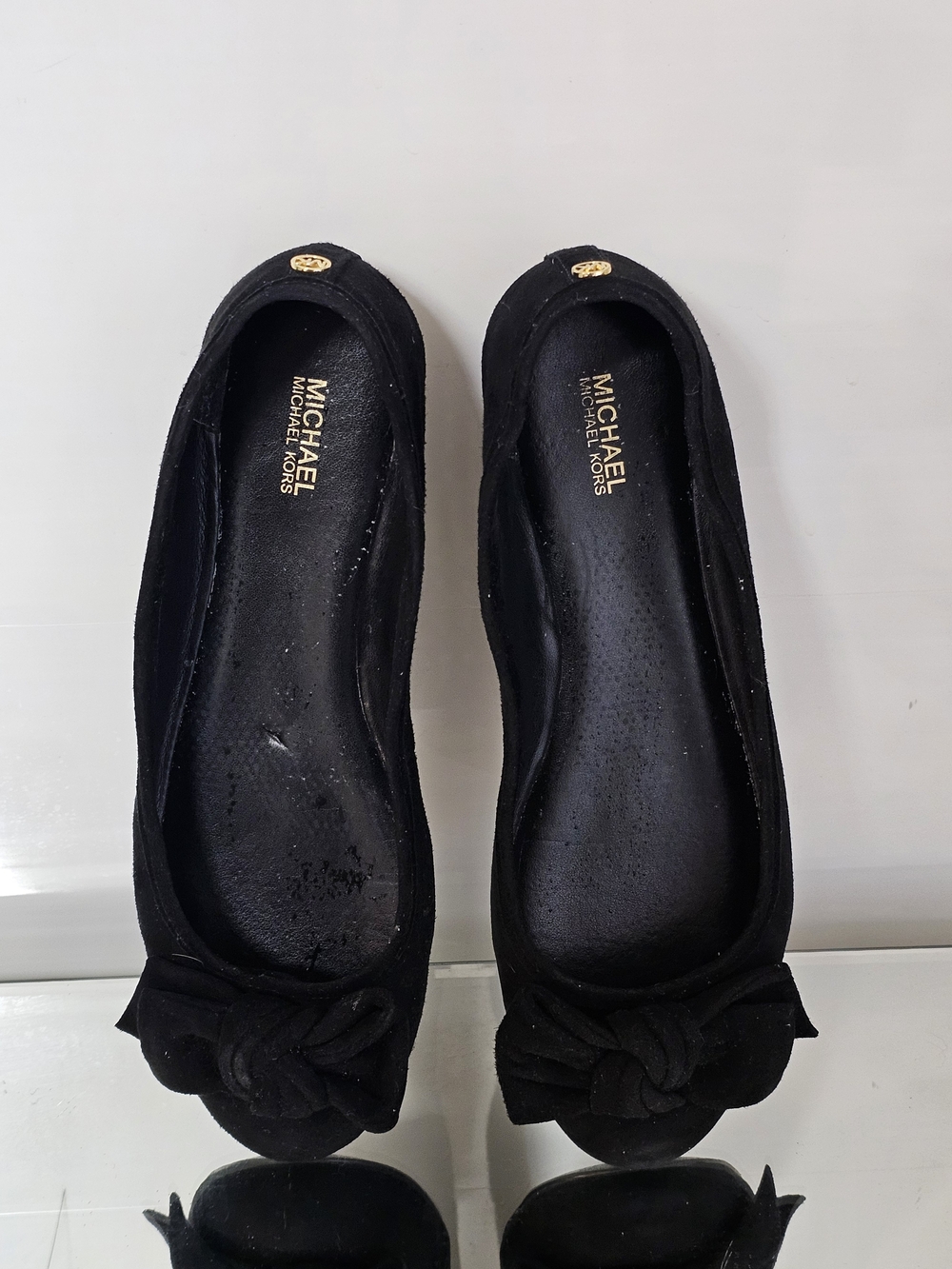 MICHAEL Michael Kors Black Suede Knot Bow Ballet Flats